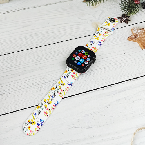 Floral Silicone Band for Apple Watch - All Series Compatible