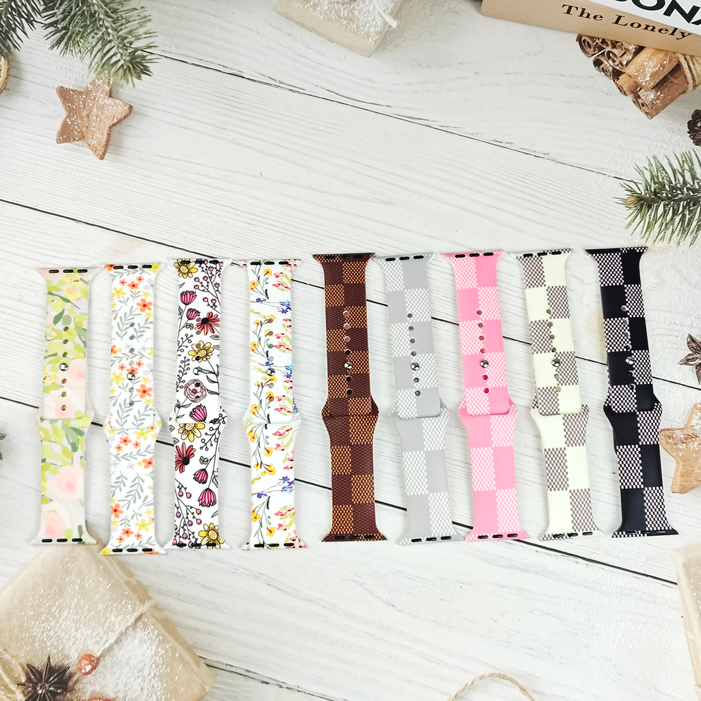 Floral Silicone Band for Apple Watch - All Series Compatible