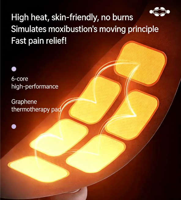 Graphene Heat Therapy Wearable - Moxibustion Simulation, 6-Core High Power, No Burn Skin, Rapid Pain Relief with Magnetic Design