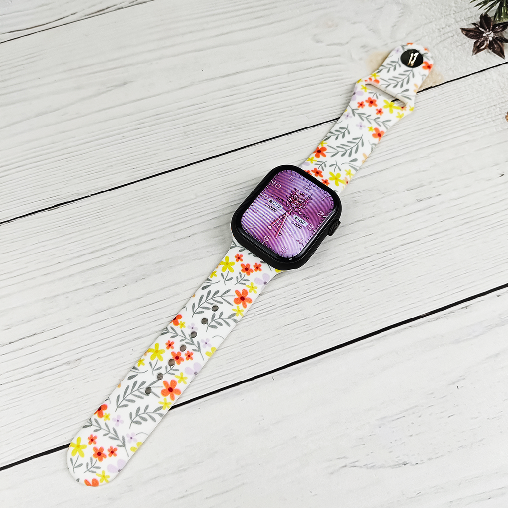Floral Silicone Band for Apple Watch - All Series Compatible