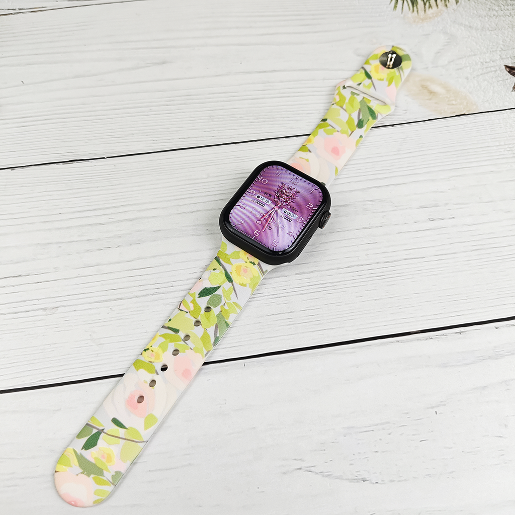 Floral Silicone Band for Apple Watch - All Series Compatible