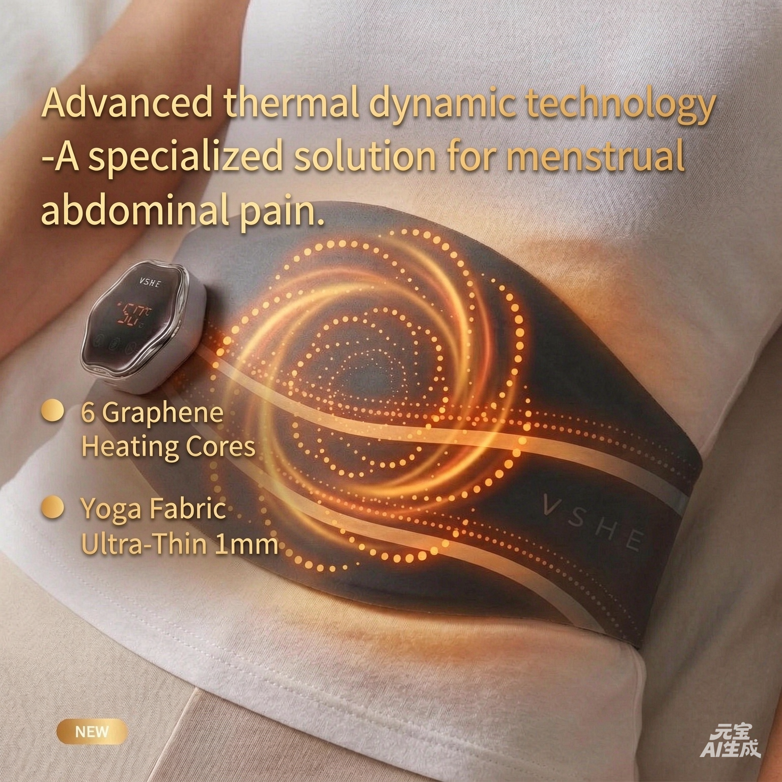 VSHE K2 Graphene Heating Belt – 4 Heat Settings, Fast Warm-Up